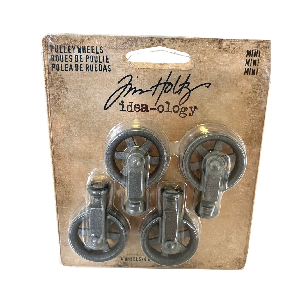 Tim Holtz Idea-ology Pulley Wheels Mini 4 Piece New TH93580 Assemblage